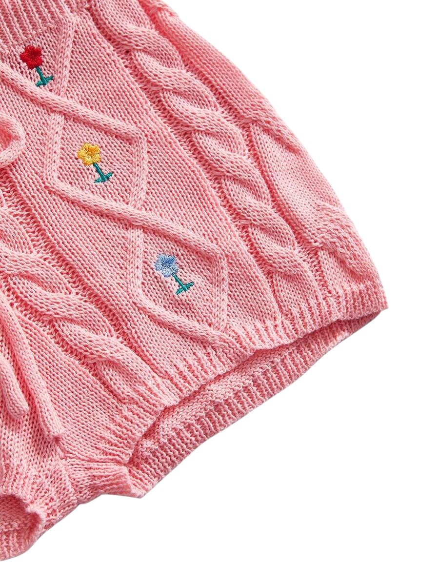 Kawaii Floral Embroidered Knit Shorts for Women