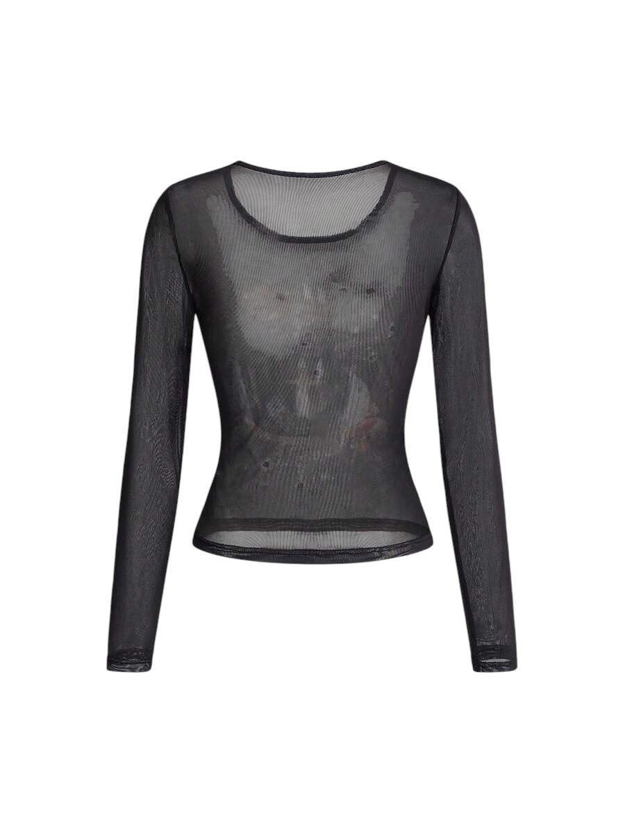 Starry Sky Mesh Sheer Retro Streetwear Long Sleeve Blouse