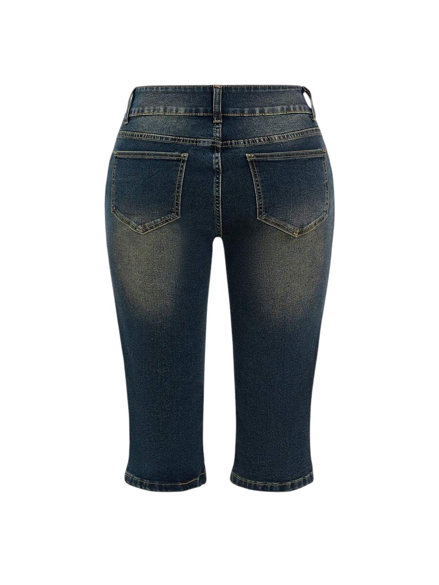 Blue Vintage Rhinestone Denim Micro Shorts with Ultra Low Rise Y2K Style