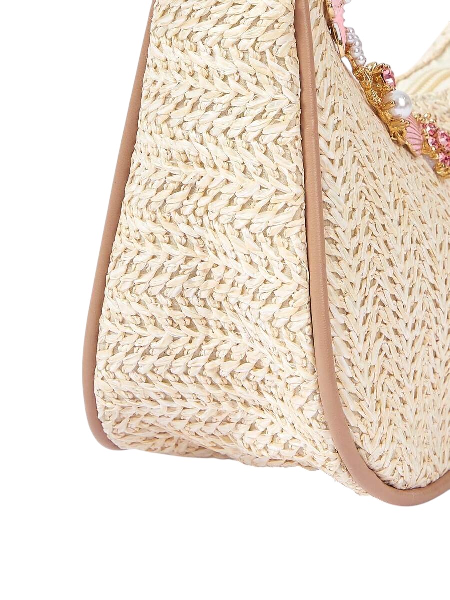 Women's Seashell & Starfish Woven Beach Shoulder Bag