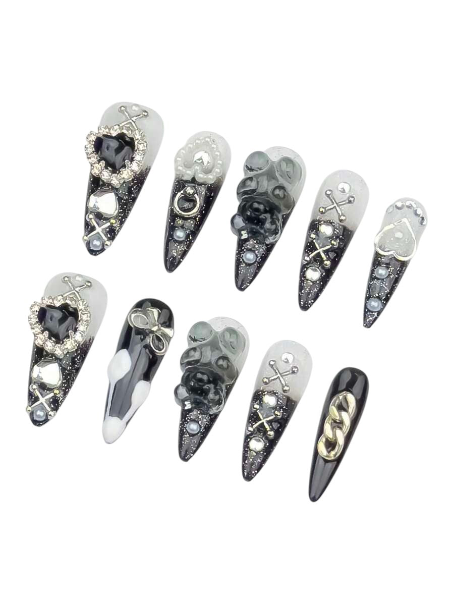 20pcs Y2K Bear Love Almond Press-On Nails Set