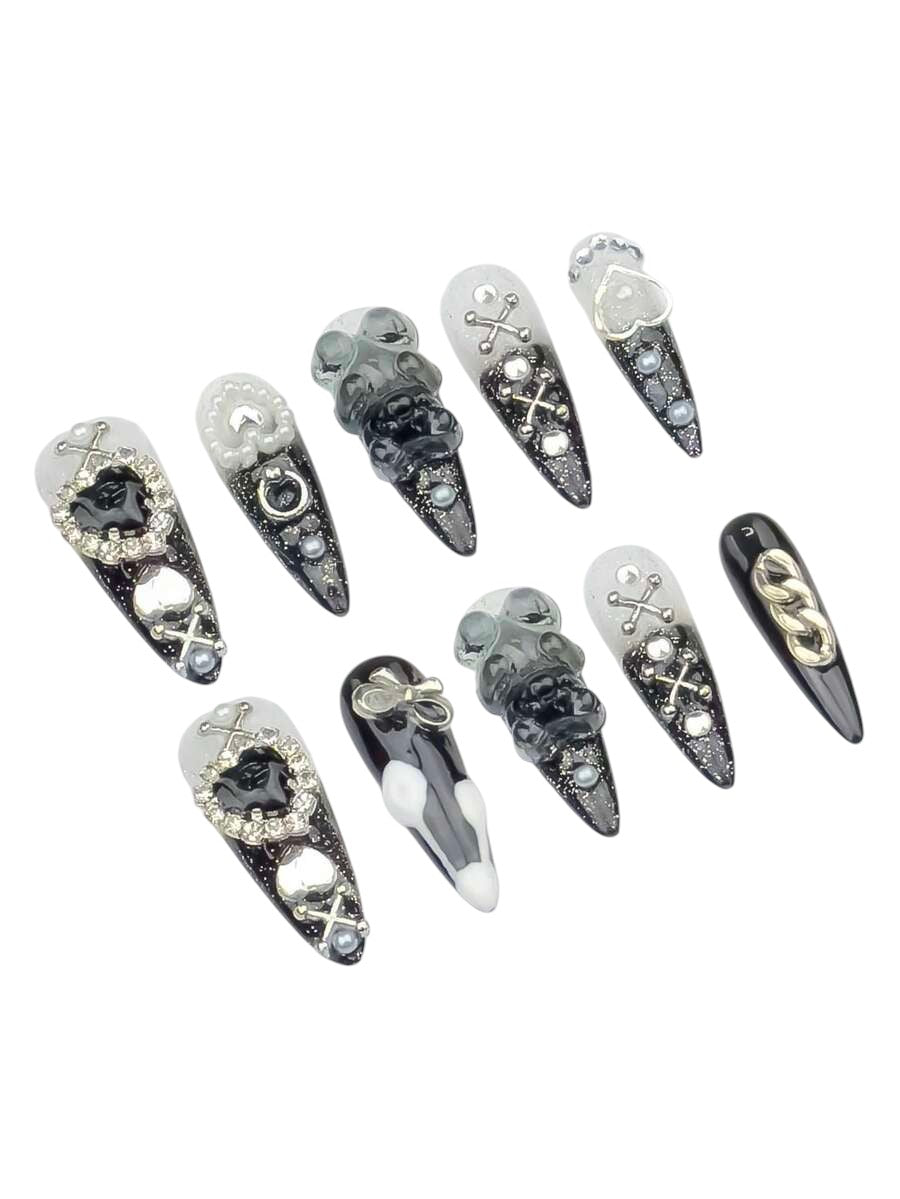 20pcs Y2K Bear Love Almond Press-On Nails Set