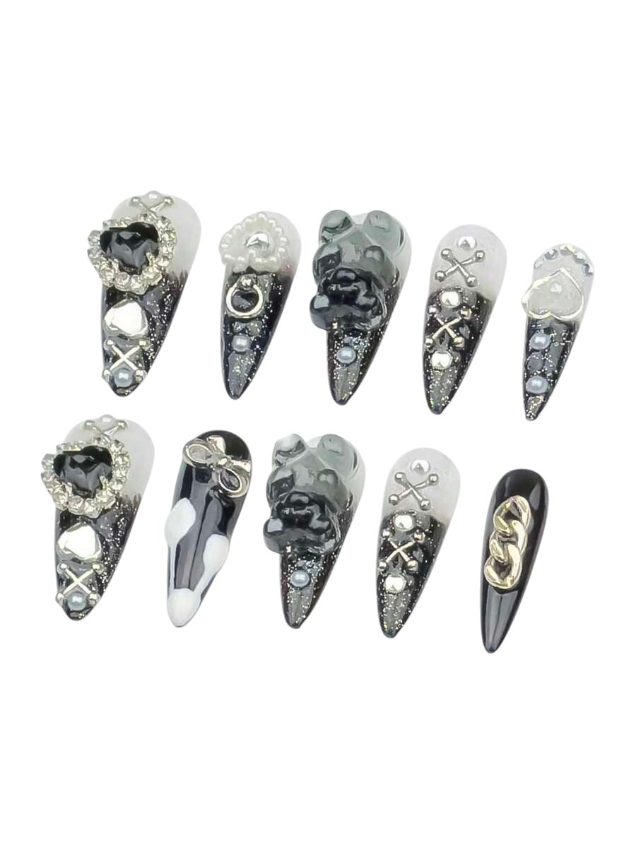 20pcs Y2K Bear Love Almond Press-On Nails Set