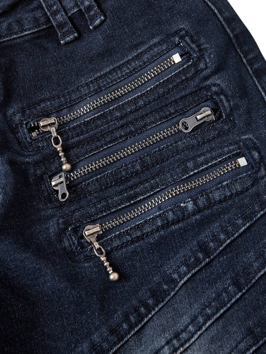 Y2K Ultra Low Rise Skinny Jeans with Two-Way Zip Hem