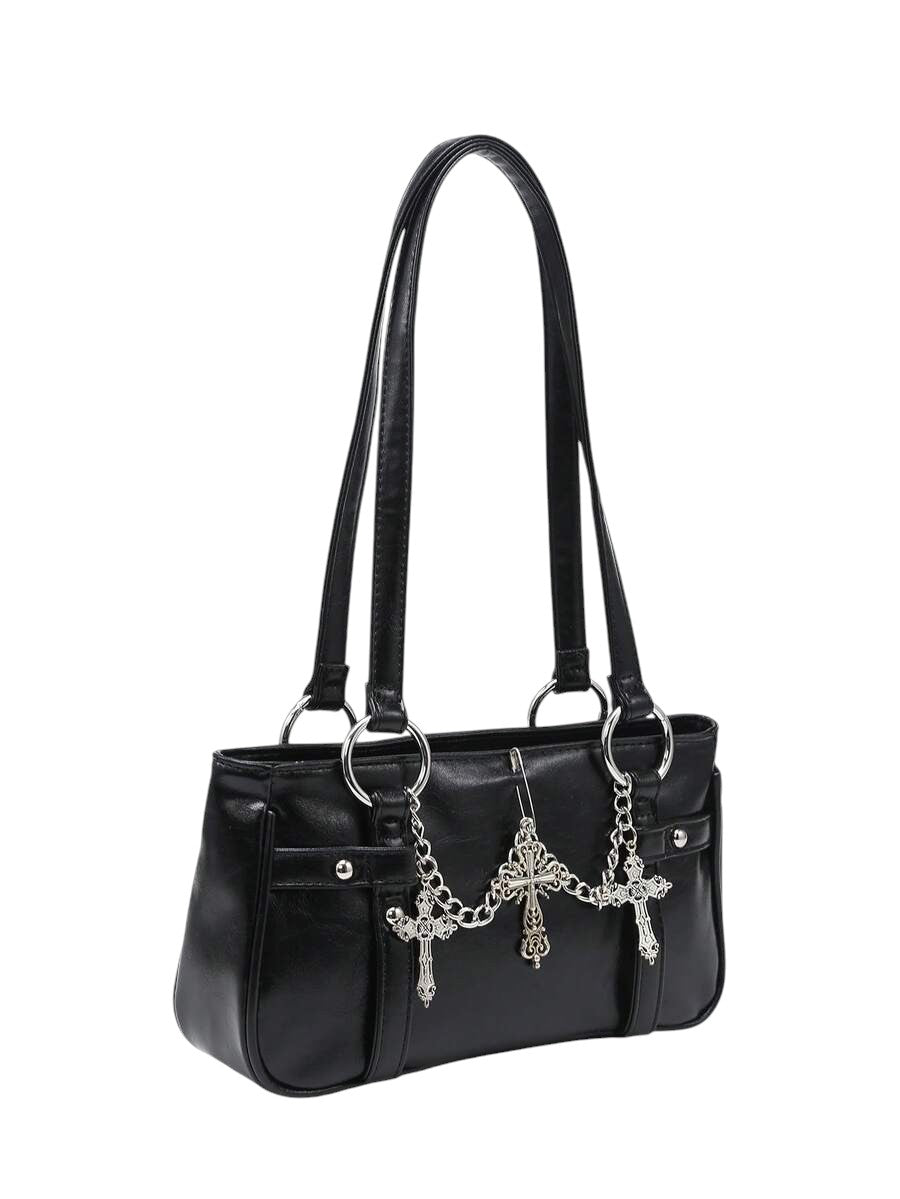 Women's Dark Gothic Cross Chain Shoulder Bag