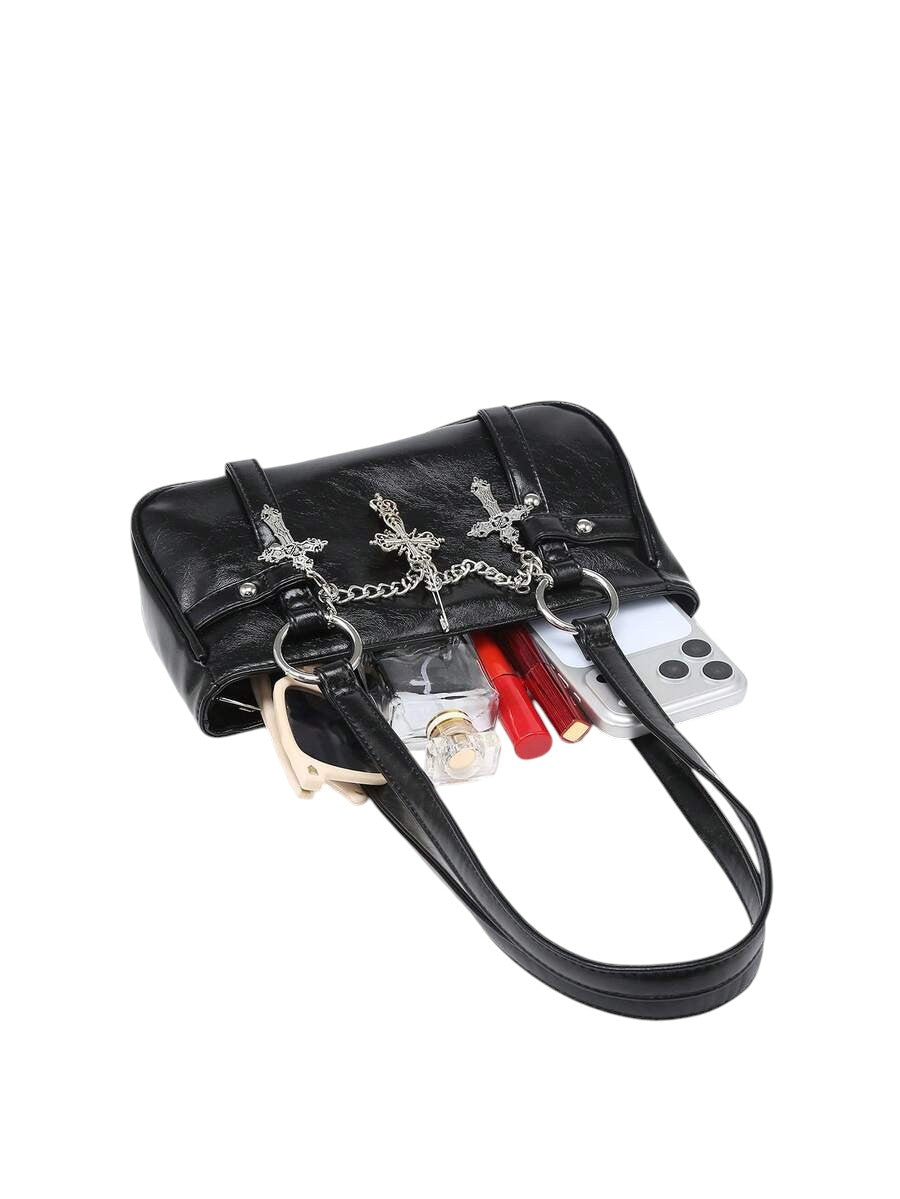 Women's Dark Gothic Cross Chain Shoulder Bag