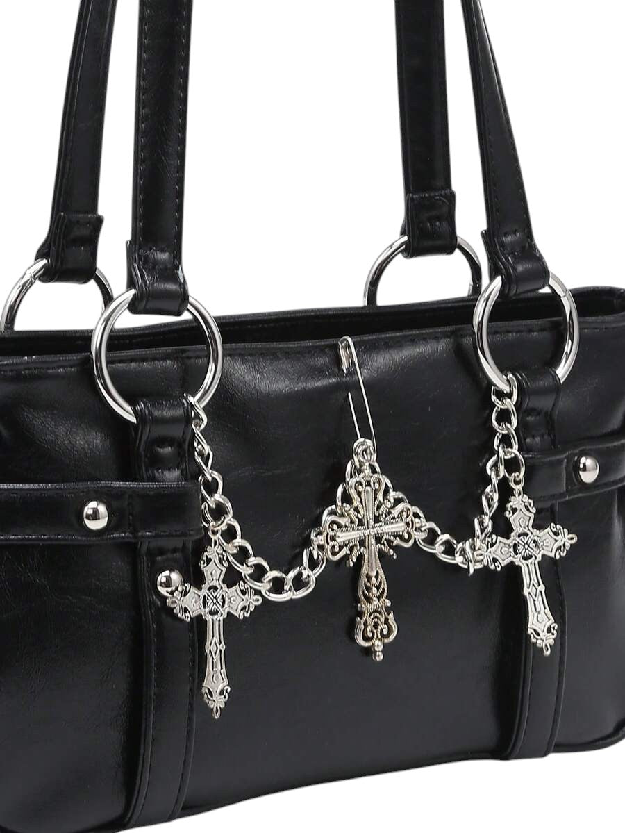 Women's Dark Gothic Cross Chain Shoulder Bag