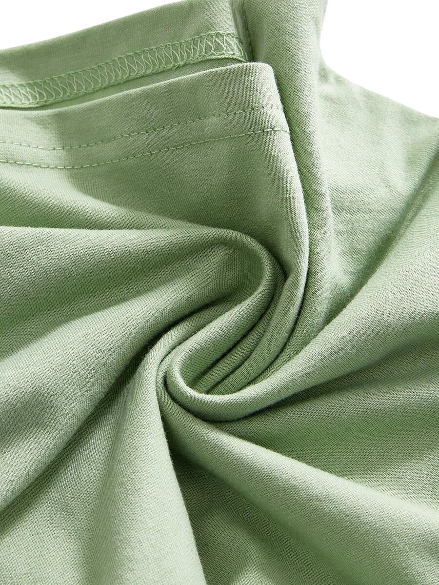Green Y2K Eyelet Detail Fitted Crop Tank Top