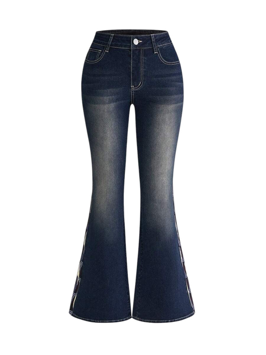 Women's Pocket Button Flared Casual Denim Jeans