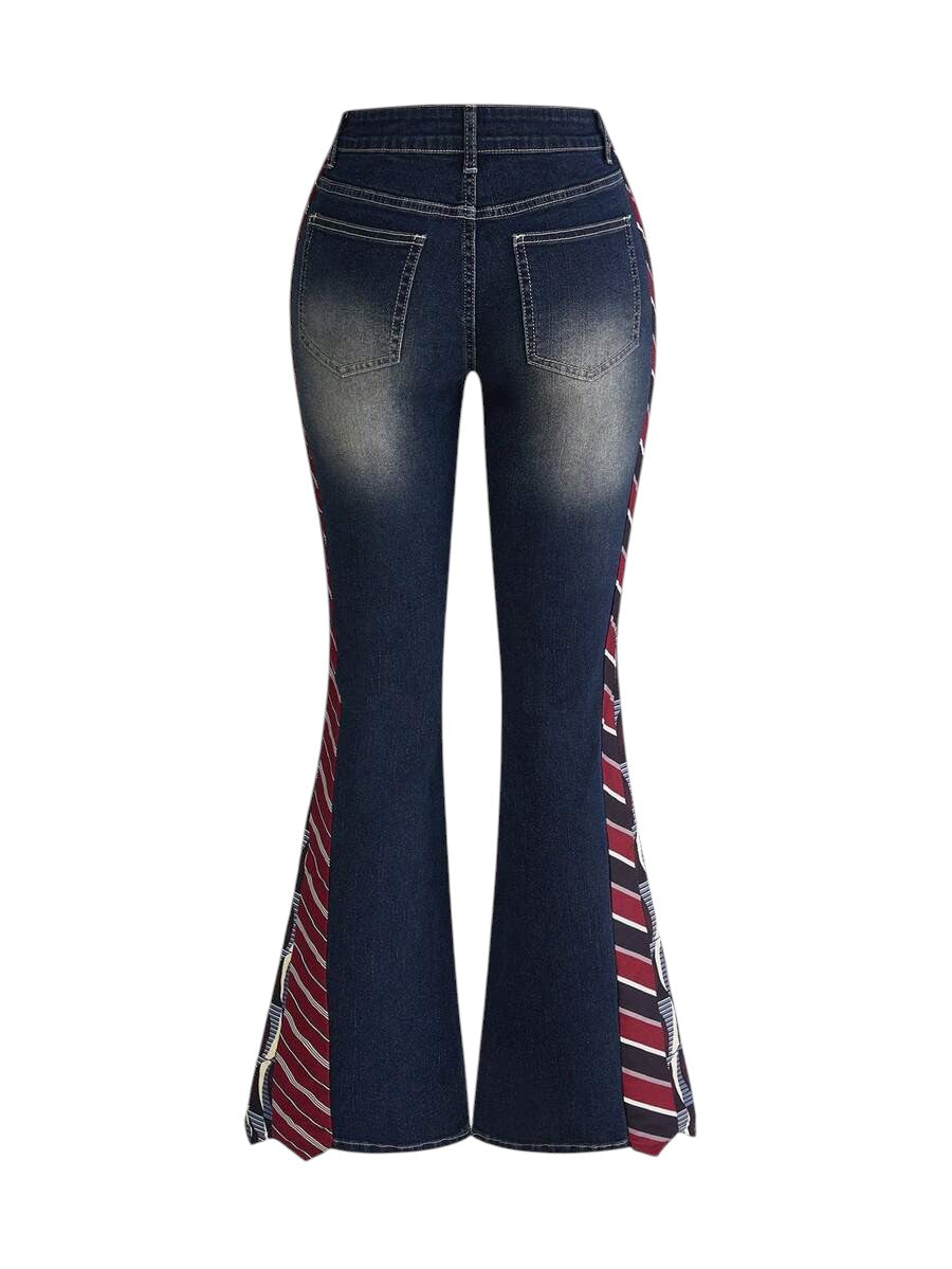 Women's Pocket Button Flared Casual Denim Jeans
