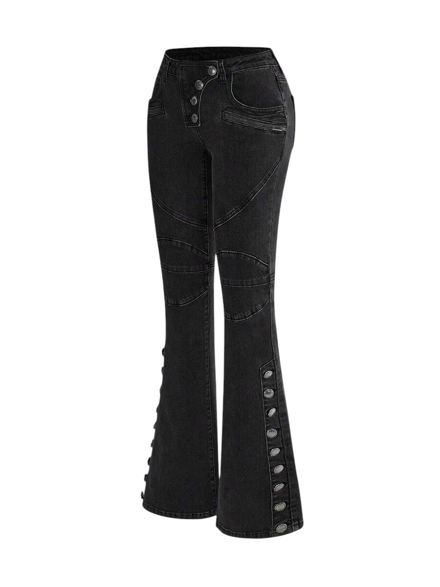 Retro Y2K Cargo Pocket Flare Leg Denim Jeans for Women