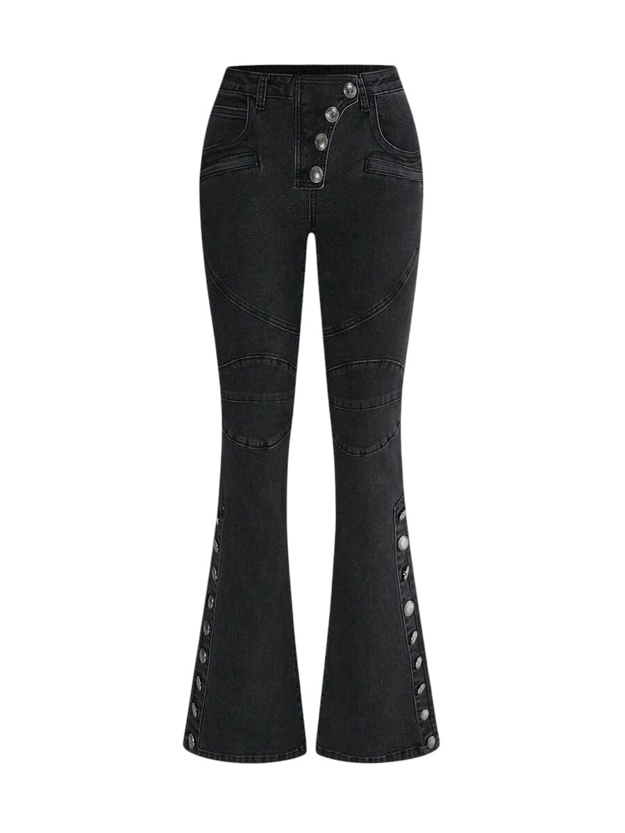Retro Y2K Cargo Pocket Flare Leg Denim Jeans for Women