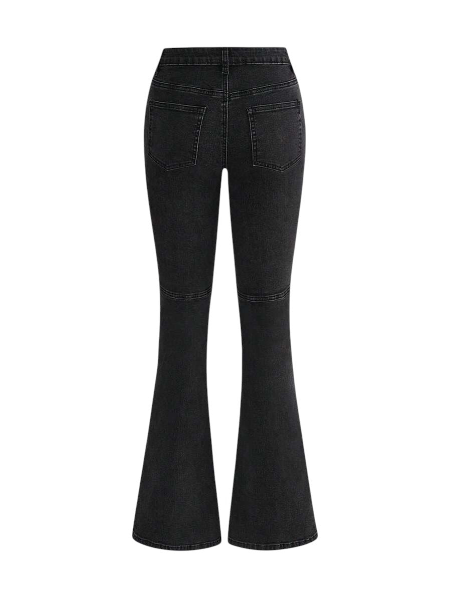 Retro Y2K Cargo Pocket Flare Leg Denim Jeans for Women