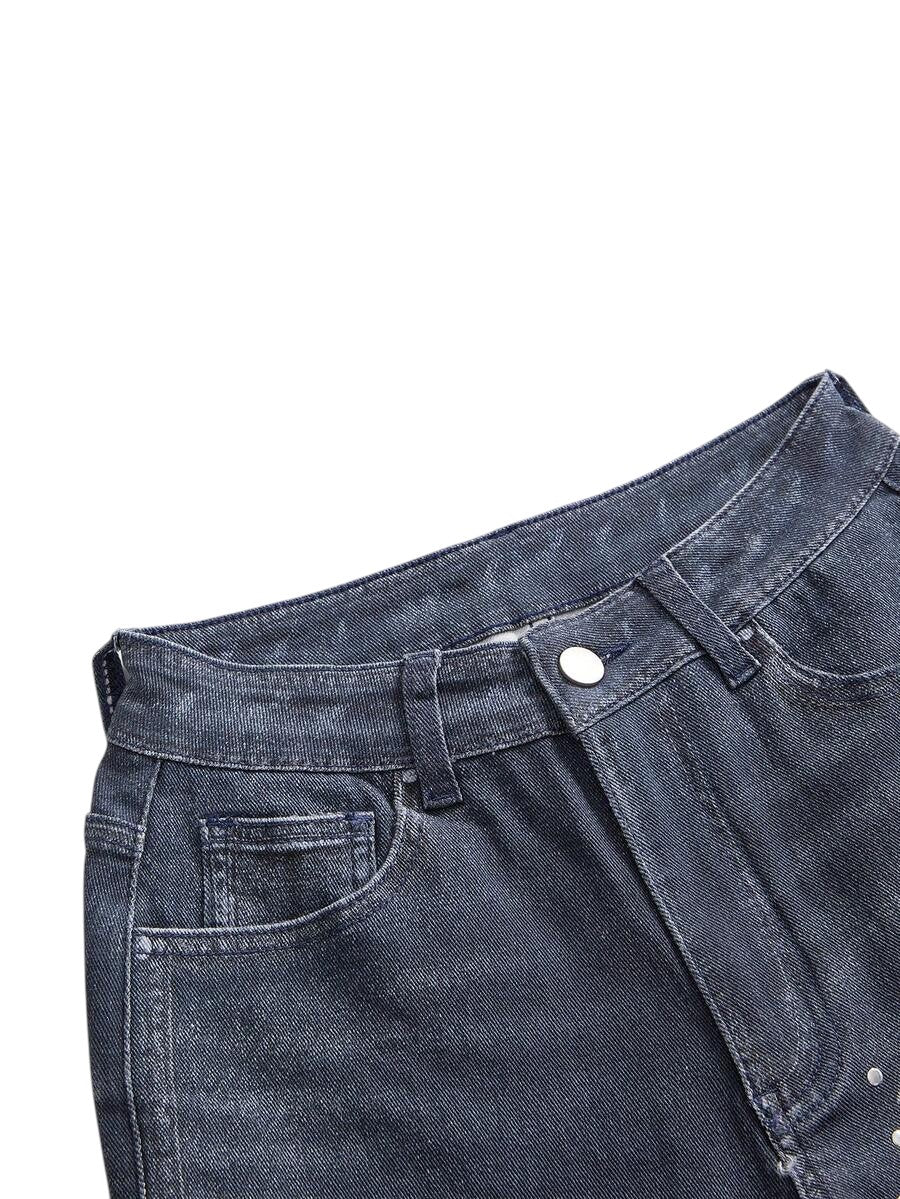 Y2K Lace Rivet Low Rise Flare Denim Jeans for Women