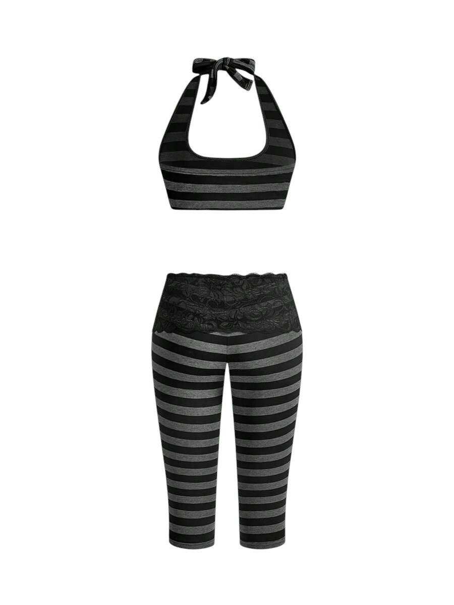 Vintage Palace Print Cropped Top & Low Rise Capri Pants Co-Ord Set