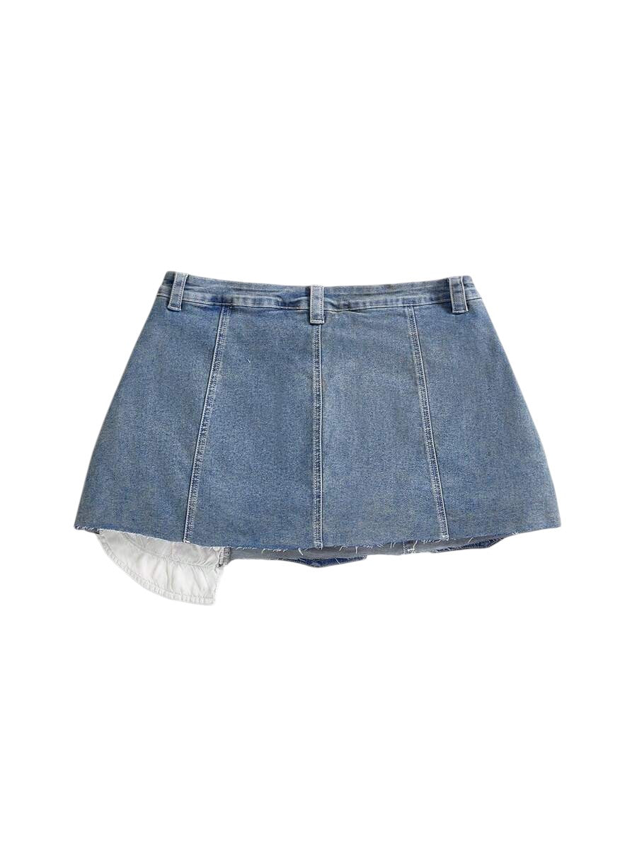 Plus Size Blue Y2K Retro Punk Metal Detail Denim Shorts