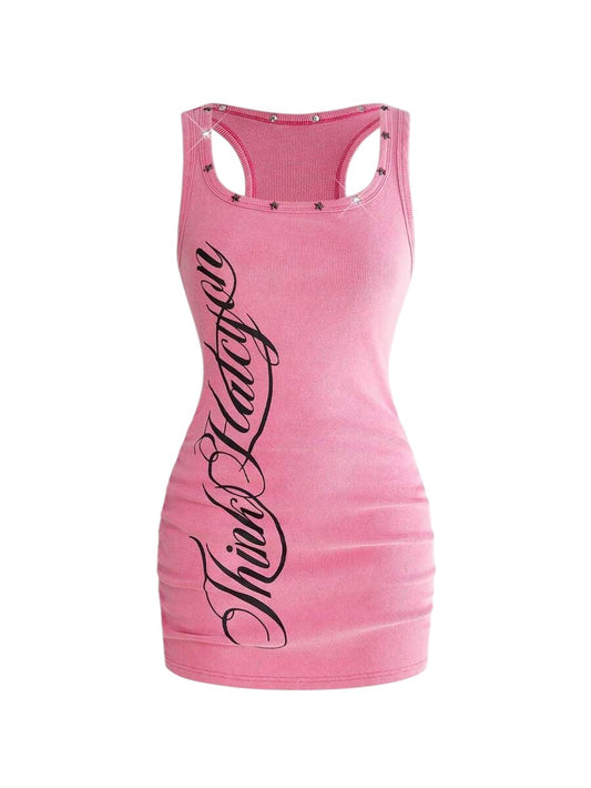 Women's Hot Pink Galaxy Star Graphic Bodycon Mini Dress