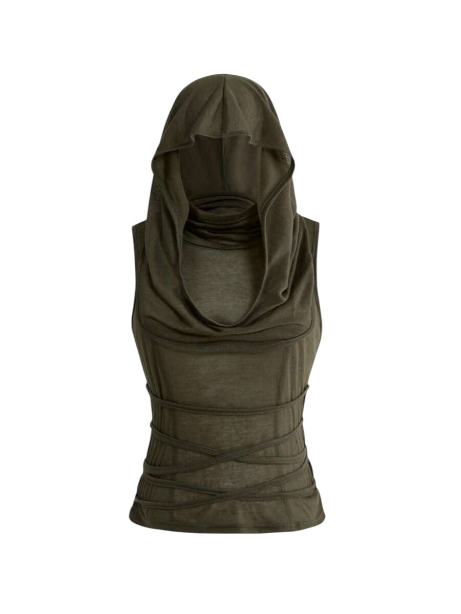Women's Hooded Sleeveless Apocalyptic Streetwear Top