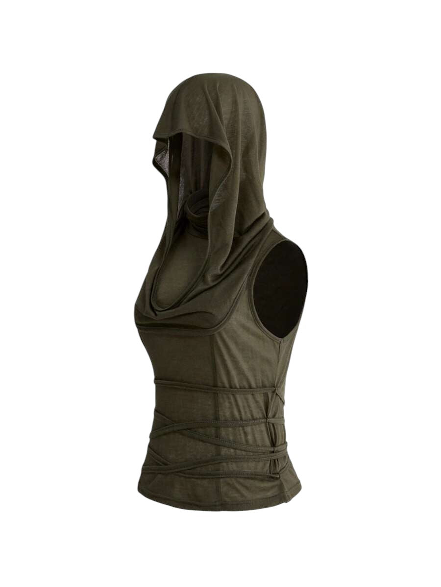 Women's Hooded Sleeveless Apocalyptic Streetwear Top