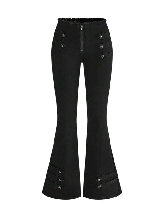Women's Ultra Low-Waist Metal Patch Flare Jeans