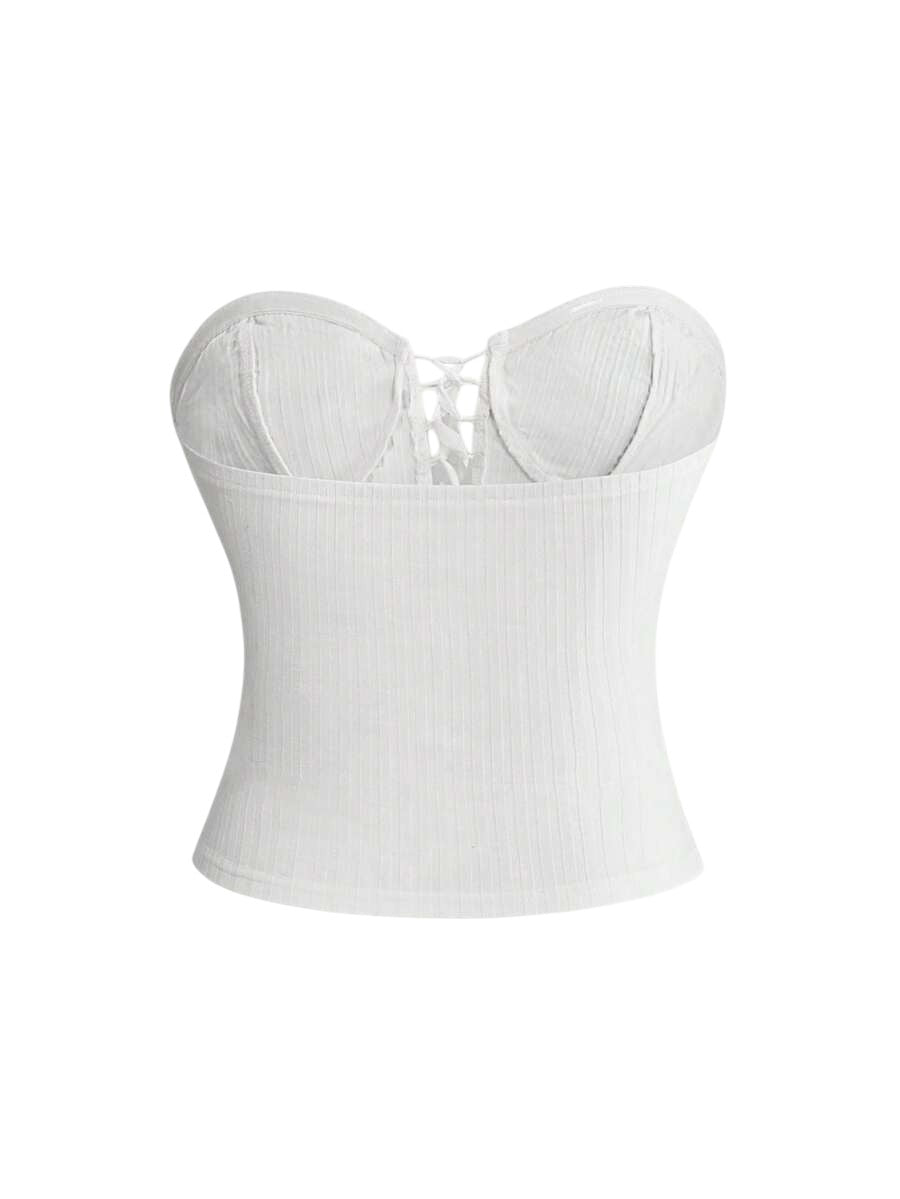 Women's Grunge Punk Sequin Lace-Up Bandeau Festival Top
