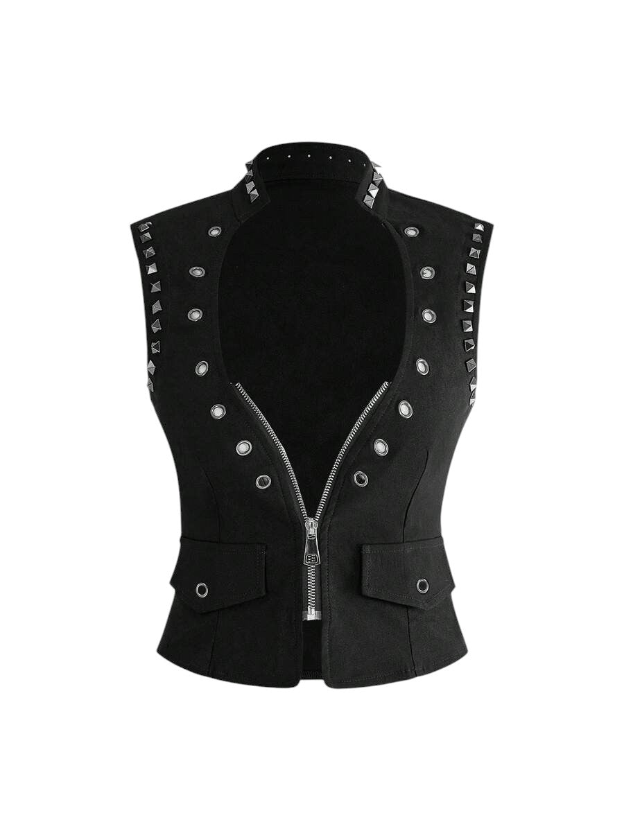 Y2K Deep V Eyelet Corset Tank Top for Music Festival Streetwear