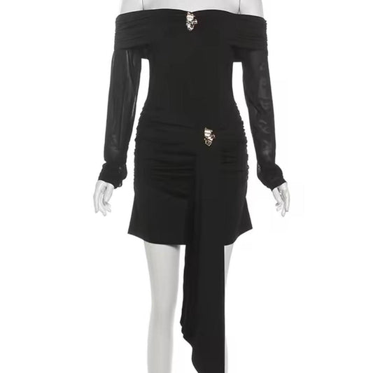 Women's Black Off The Shoulder Mini Dress