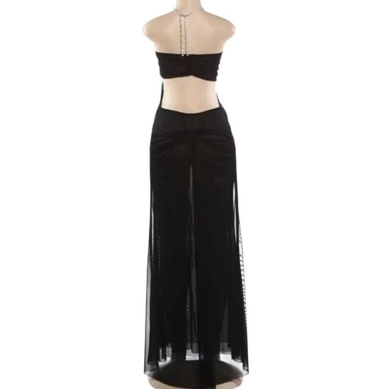Women's Black Sheer Mesh Long Dress