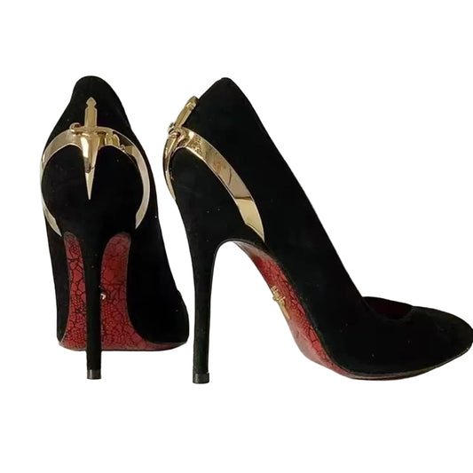 Women's Black Suede Pointed Toe Stiletto High Heels