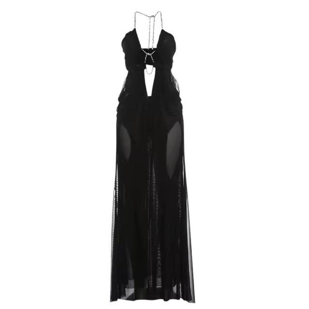 Women's Black Sheer Mesh Long Dress