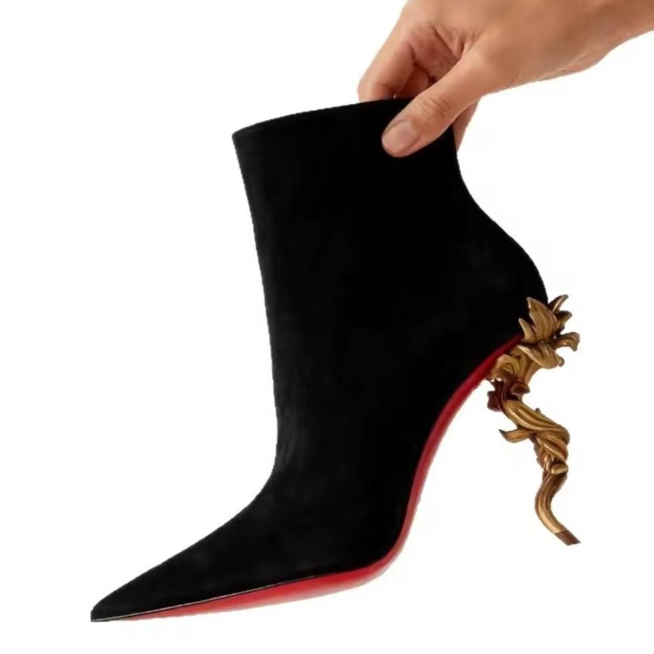 Women's Black Gold High Heel Boots