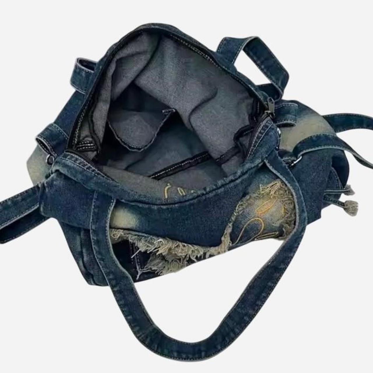 Denim Blue Butterfly Shoulder Handbag