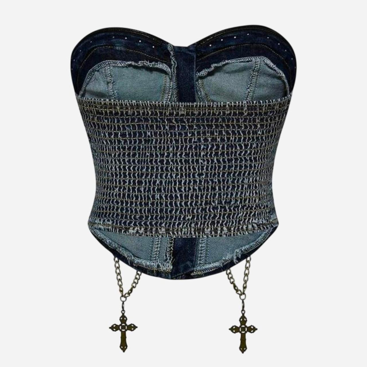 Women's Blue Chain Gold Corset Top