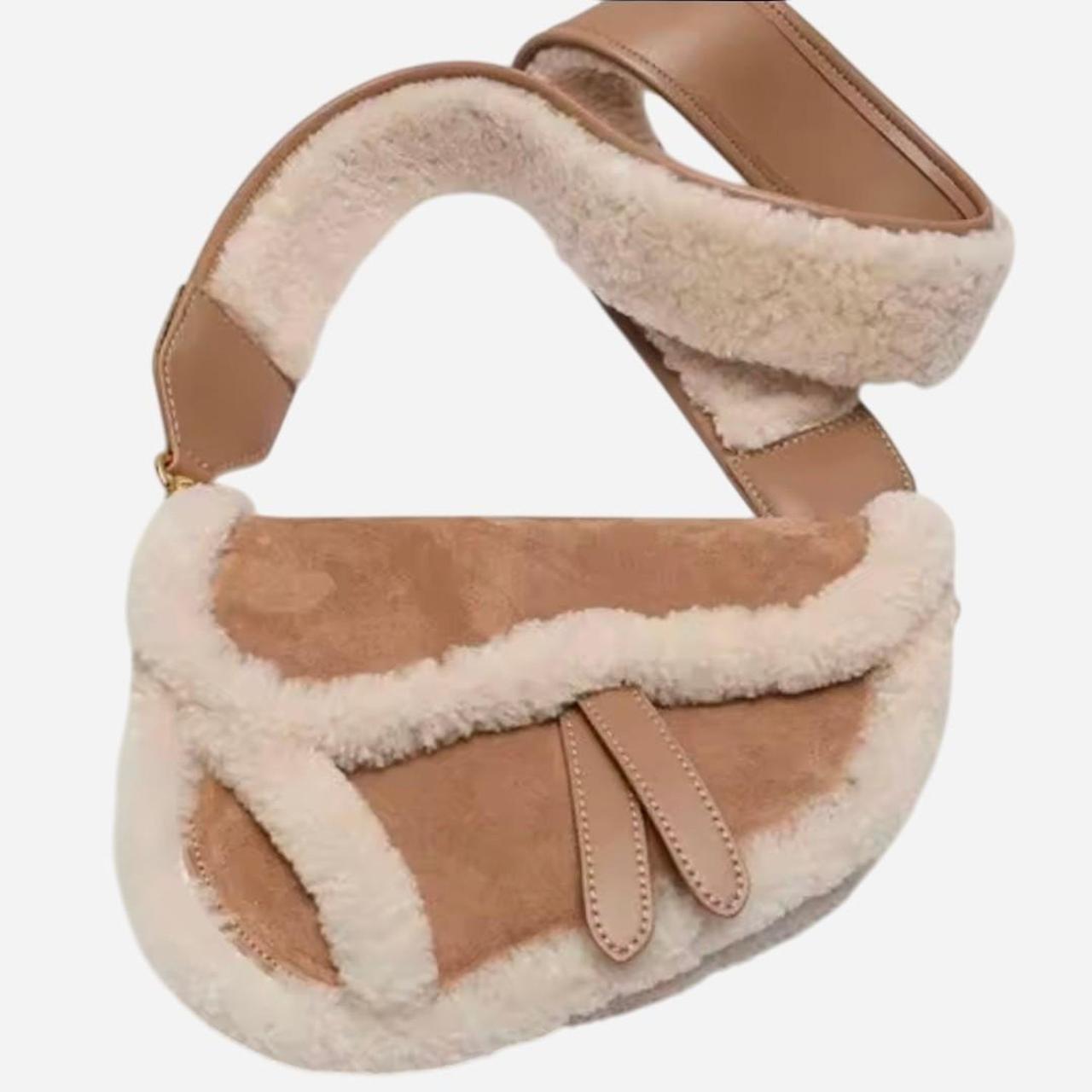 Fur Tan Cream Crossbody shoulder Handbag