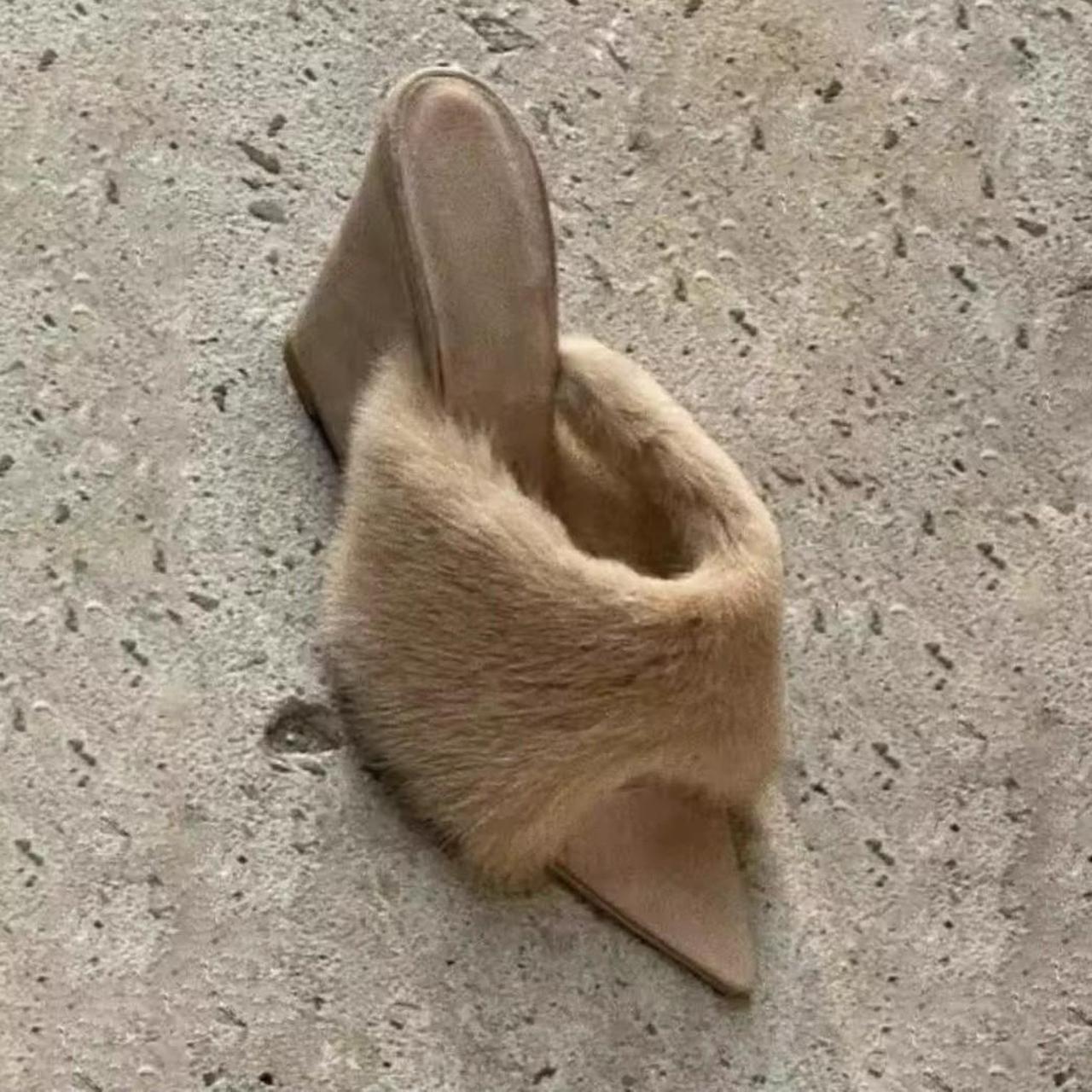 Wedge Slippers Plush Fur High Heels