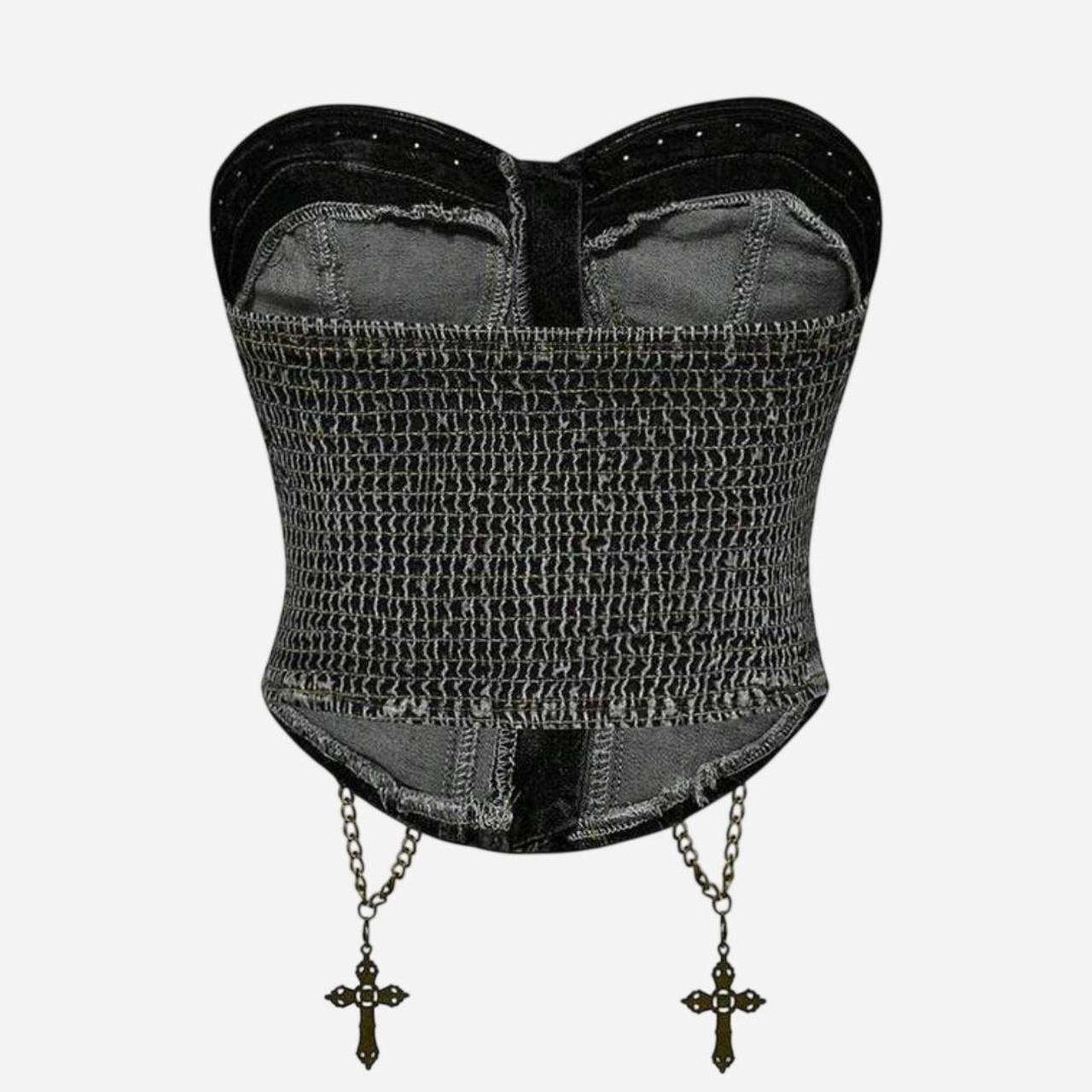 Women's Grey Chain Gold Corset Top