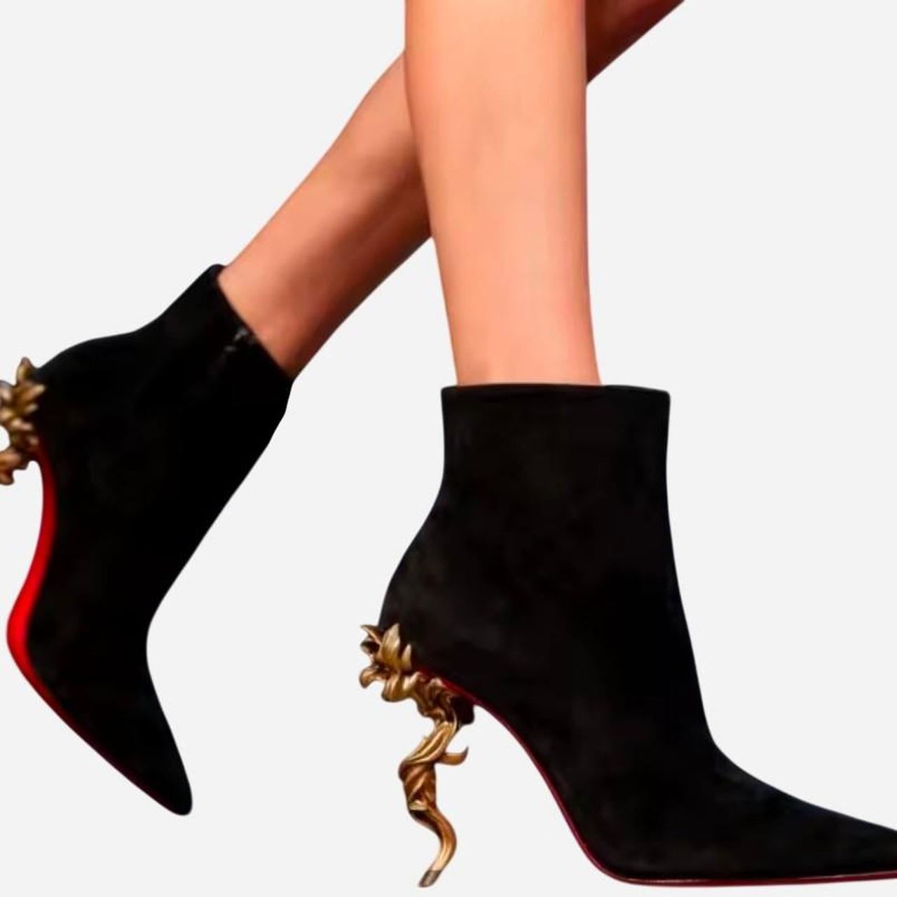 Women's Black Gold High Heel Boots