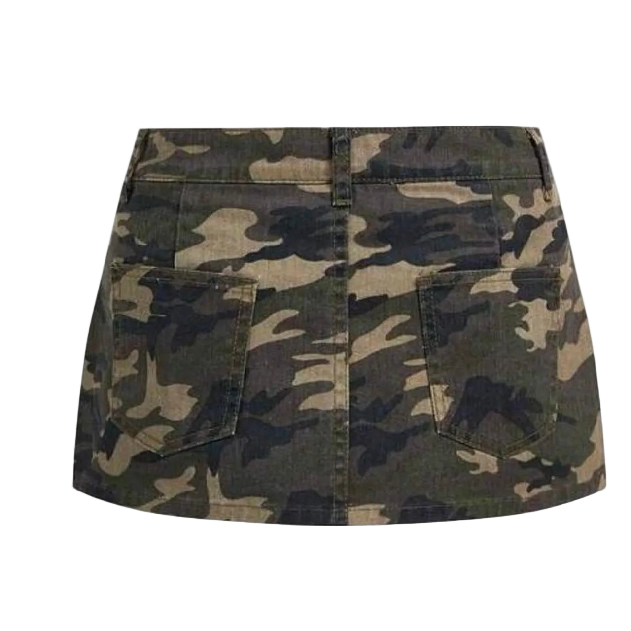 Rebel Spirit Denim Green Camo Mini Skirt