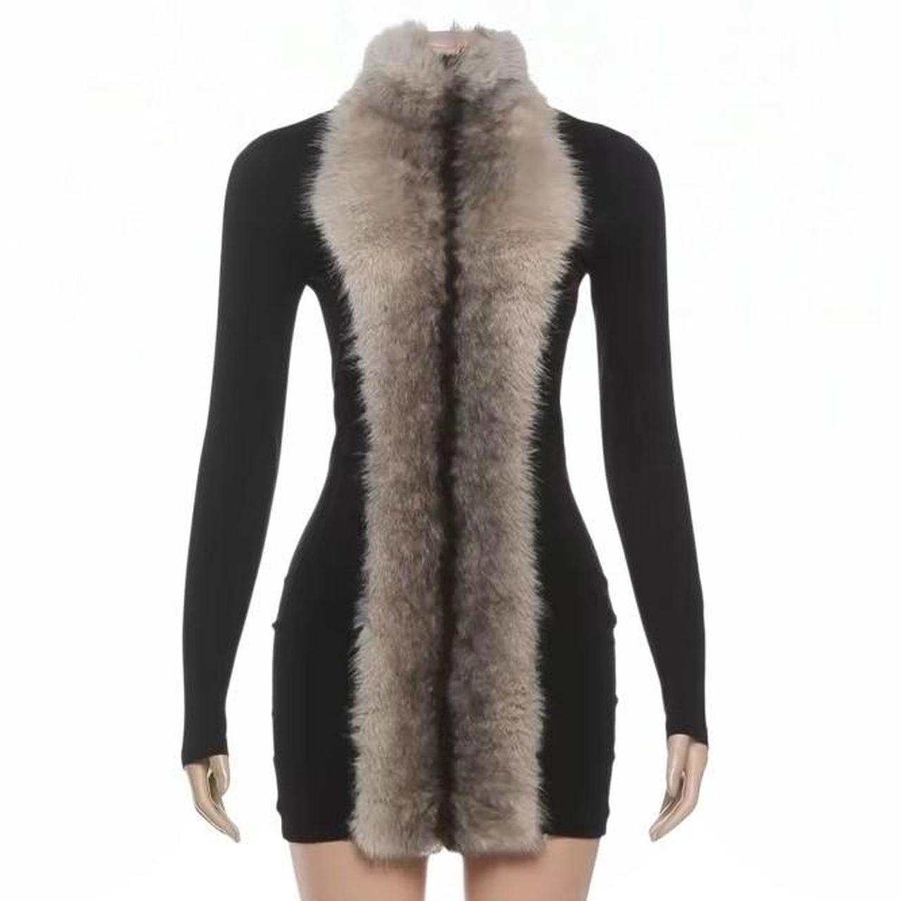 Women's Black Fur Mini Dress