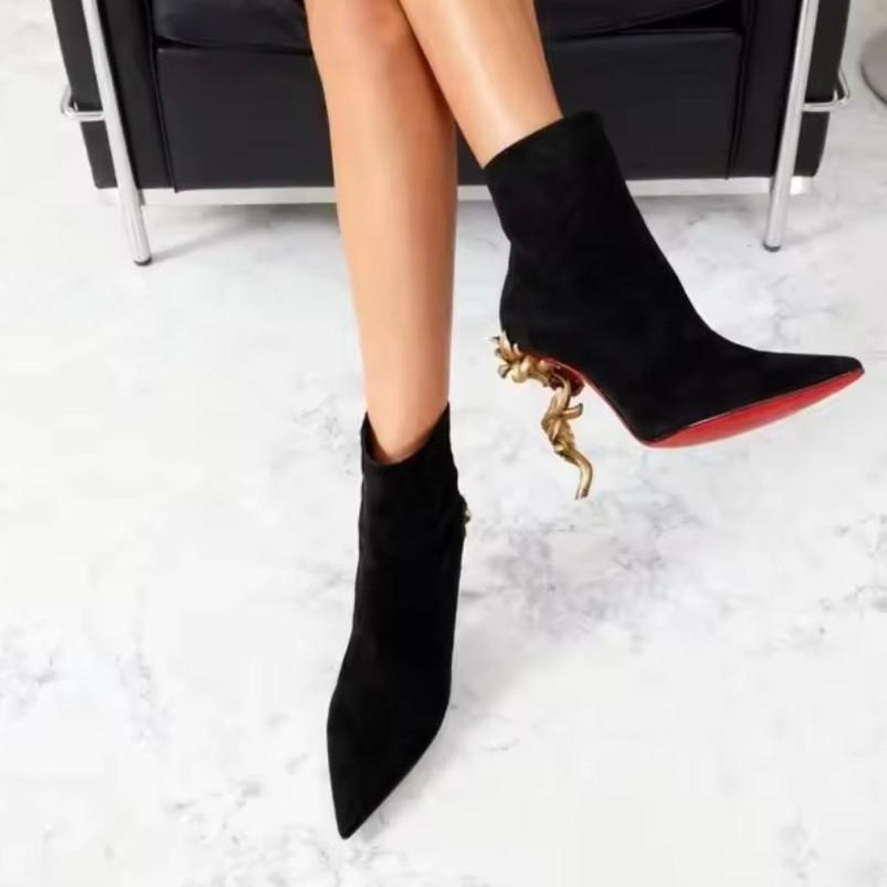 Women's Black Gold High Heel Boots