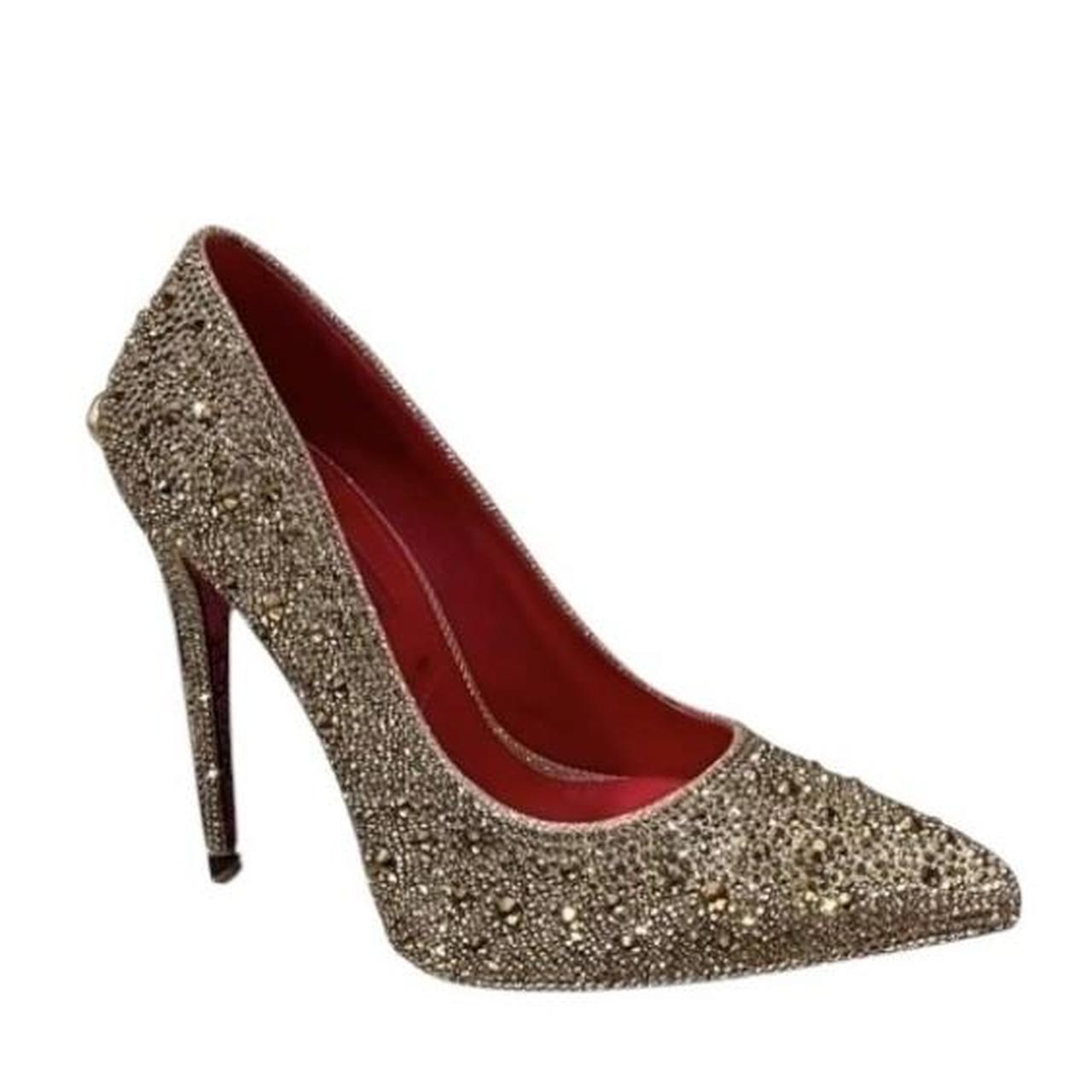 Gold Rhinestone Sword Shaped Stiletto High Heels