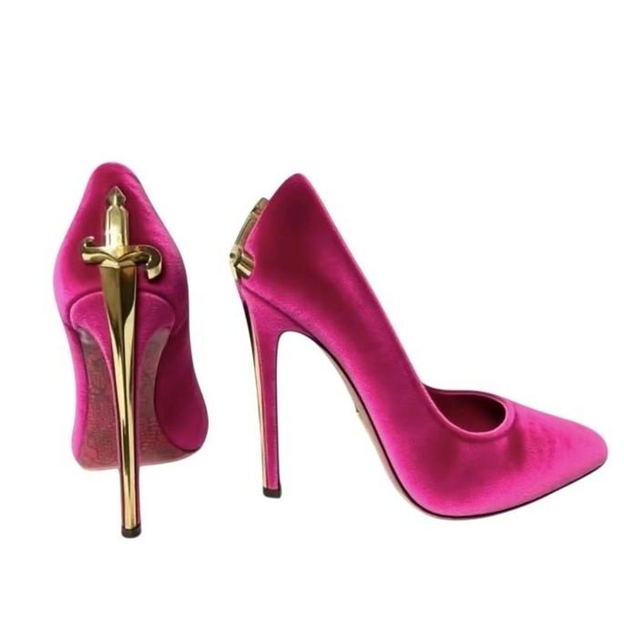 Pink Suede Sword Shaped High Heels