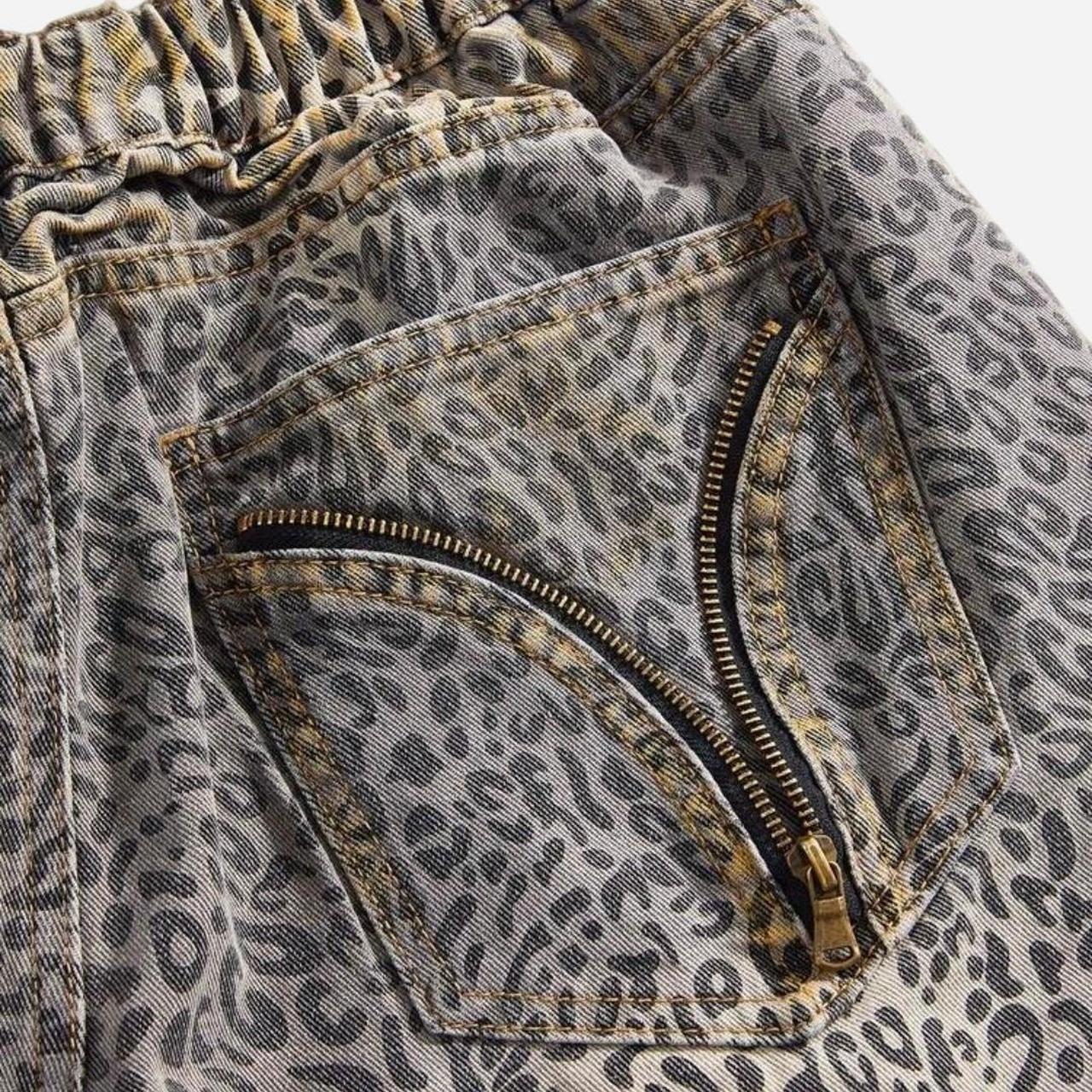 Leopard Grey Denim Gold Chain Shorts
