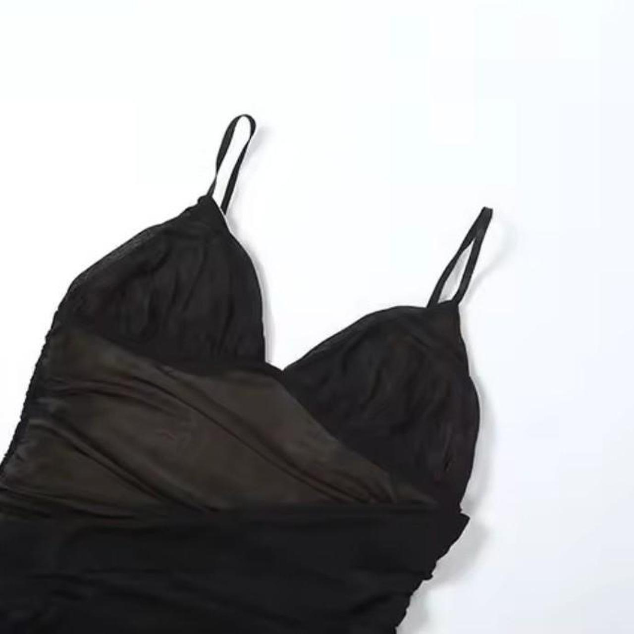 Women's Black Ruch Mesh Bodycon Dress