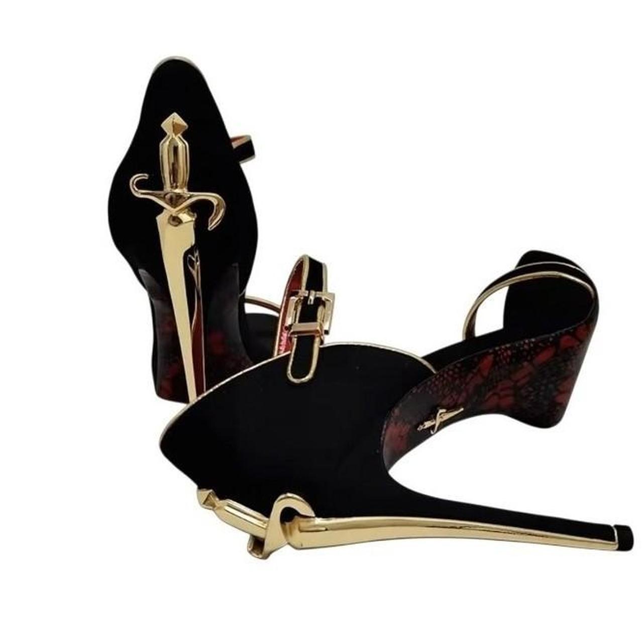 Women's Black Suede Leather Ankle Strap High Heels
