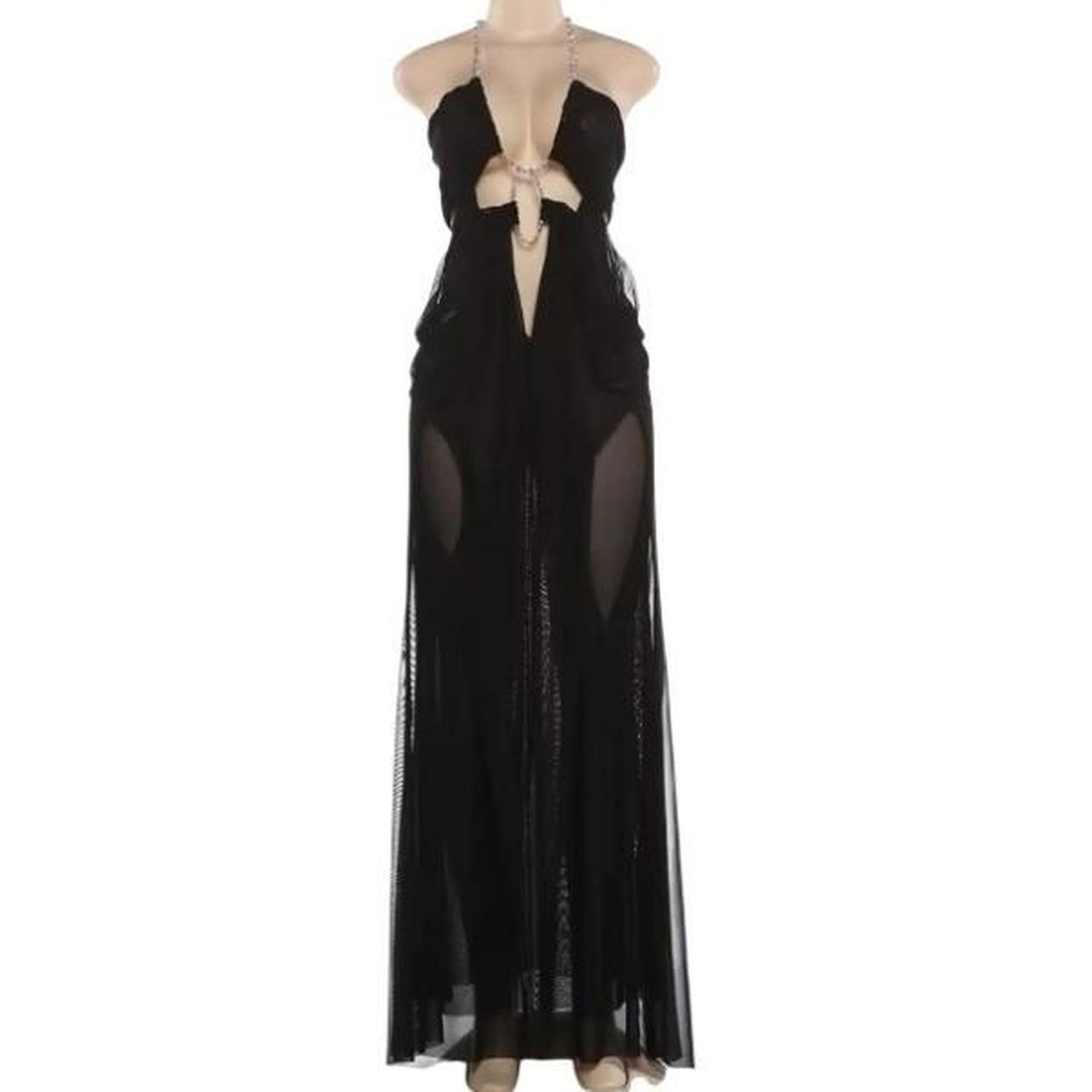 Women's Black Sheer Mesh Long Dress