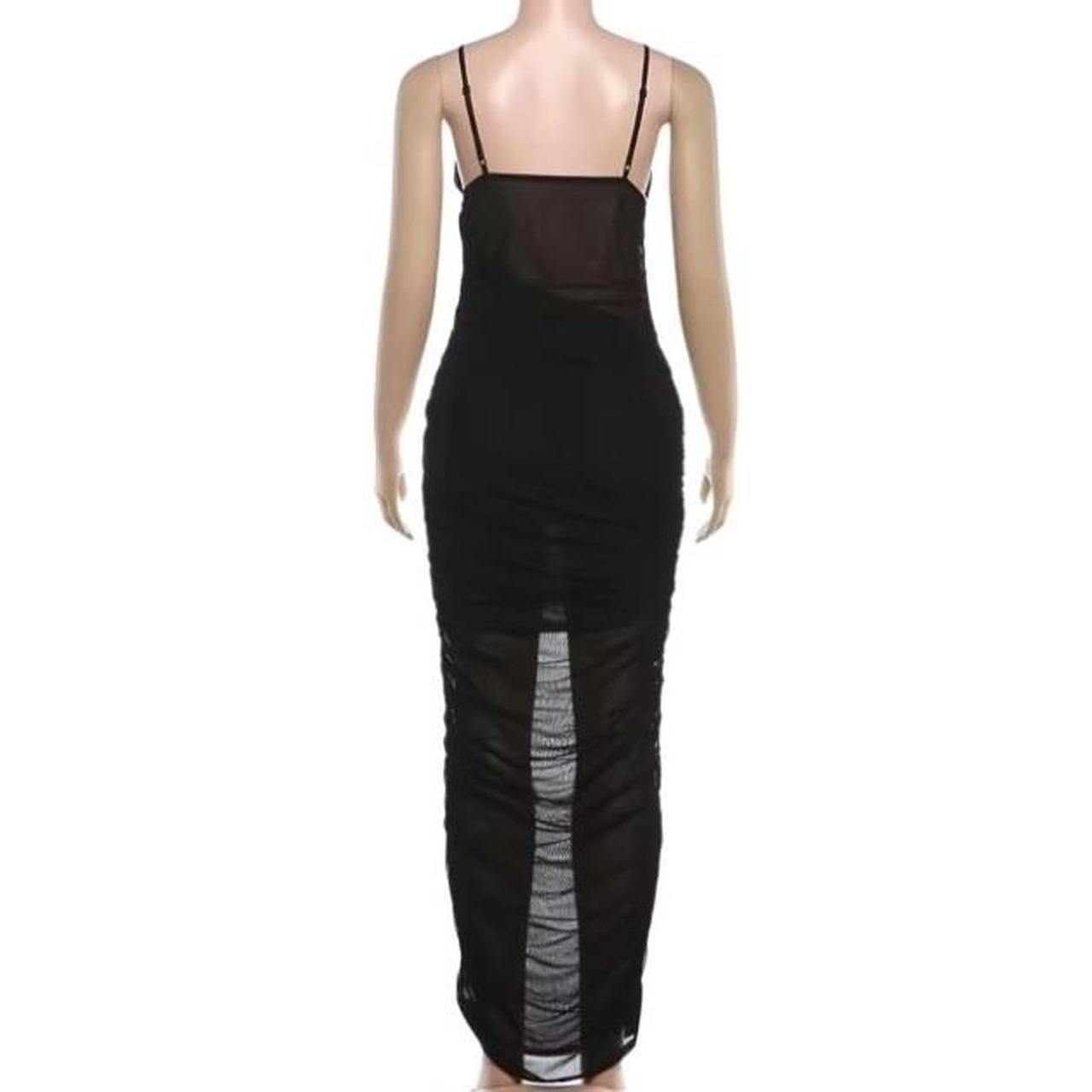 Women's Black Ruch Mesh Bodycon Dress