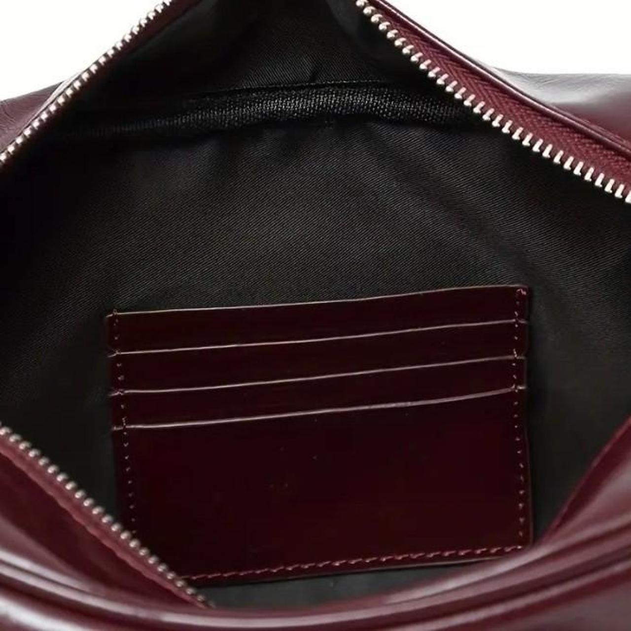 Burgundy Leather Tassel Metal Studded Handbag