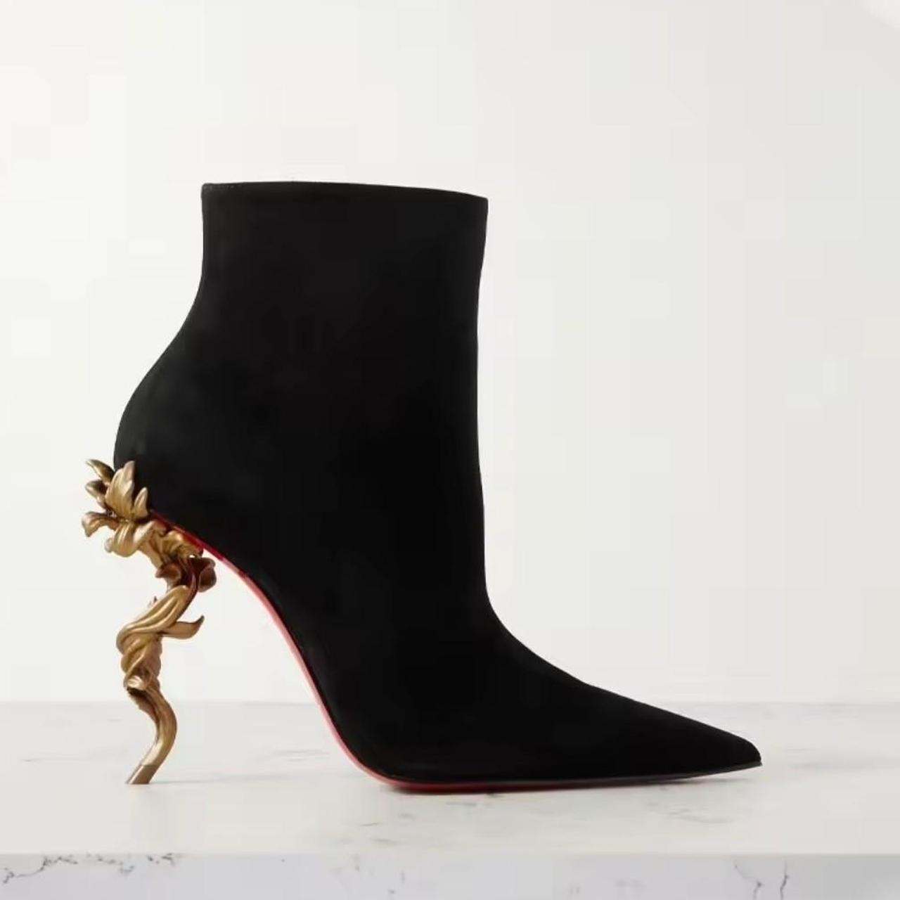 Women's Black Gold High Heel Boots