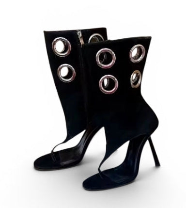 Metal Silver Circle Sandal High Heels